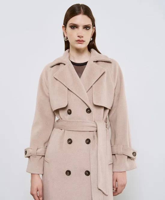 Access Fashion Nude Long Belted Coat