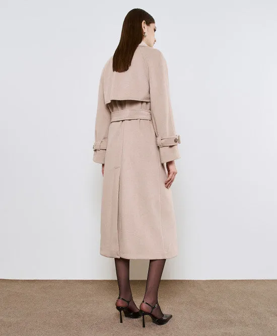 Access Fashion Nude Long Belted Coat