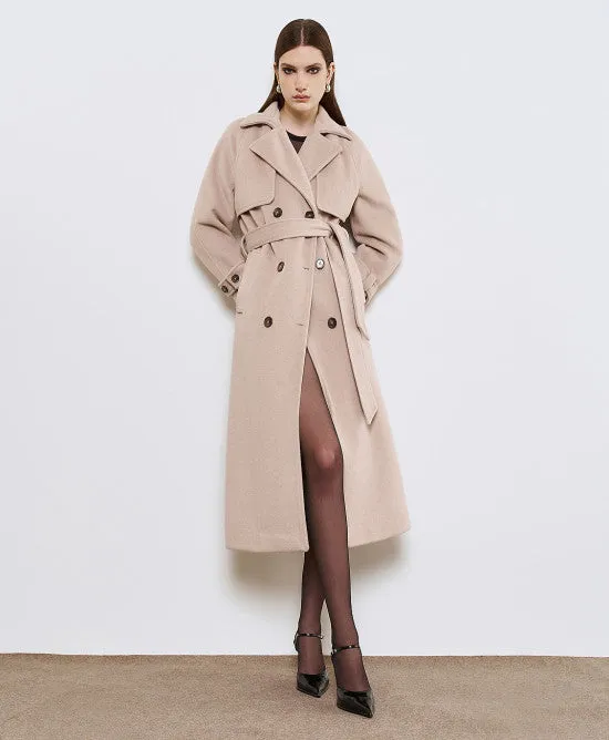Access Fashion Nude Long Belted Coat