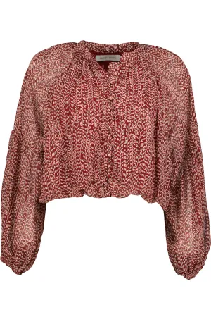 Bishop And Young Playing Favorites Maude Bubble Hem Top In Lotus Lurex Print