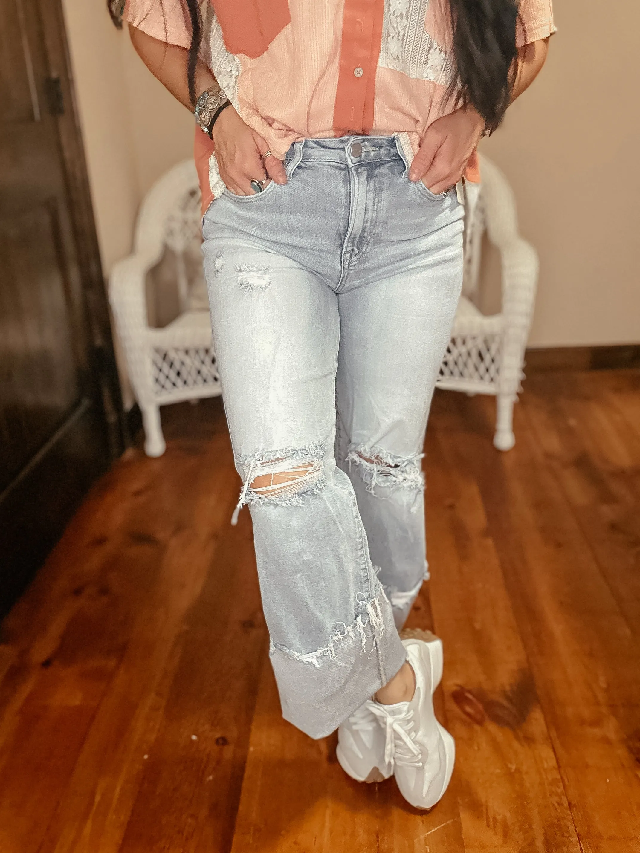 Calvin High Rise Wide Leg Jeans
