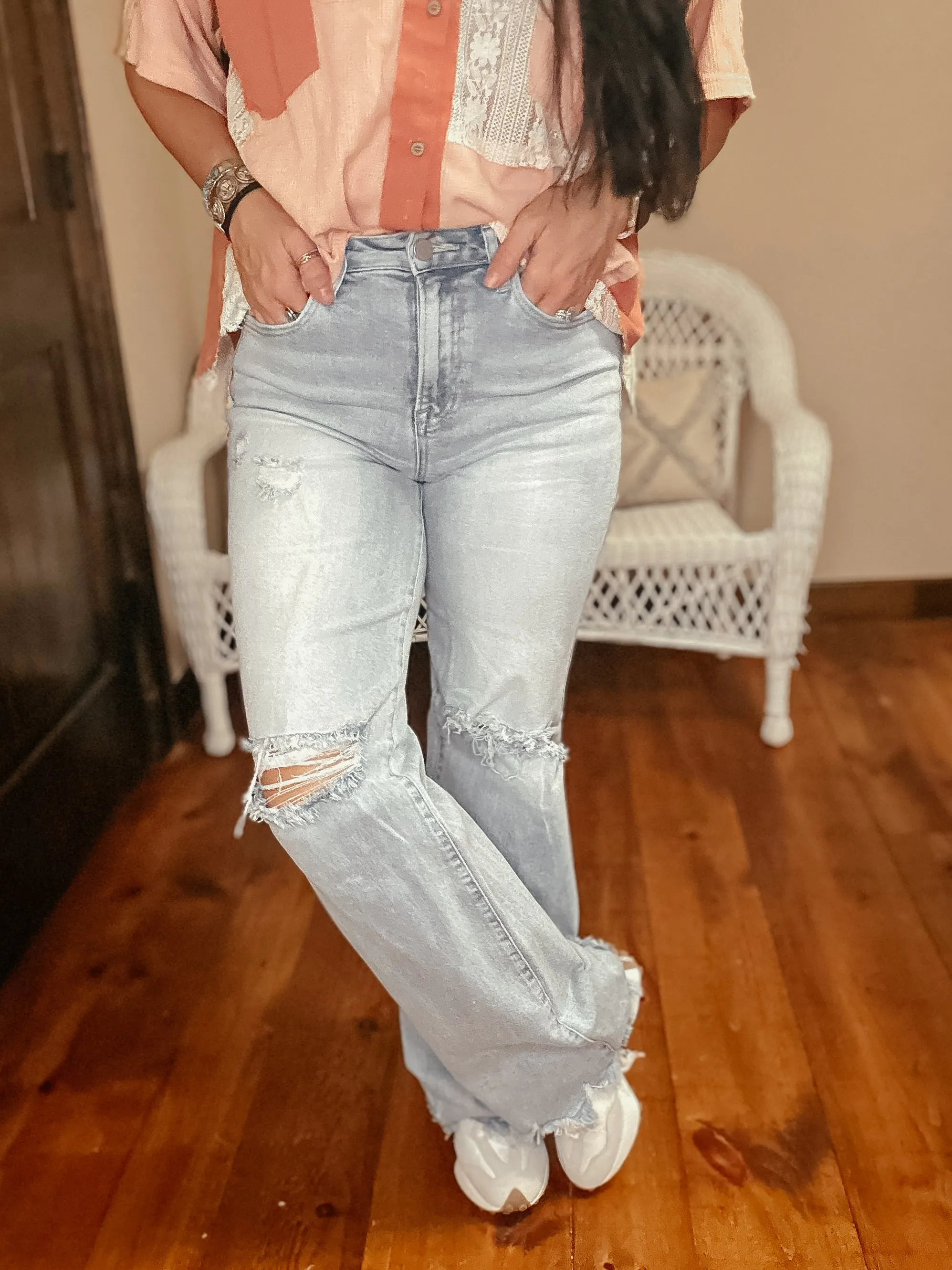 Calvin High Rise Wide Leg Jeans