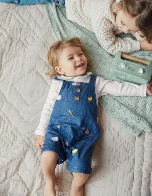 Embroidered Dungaree Set-Denim Easter Embroidery