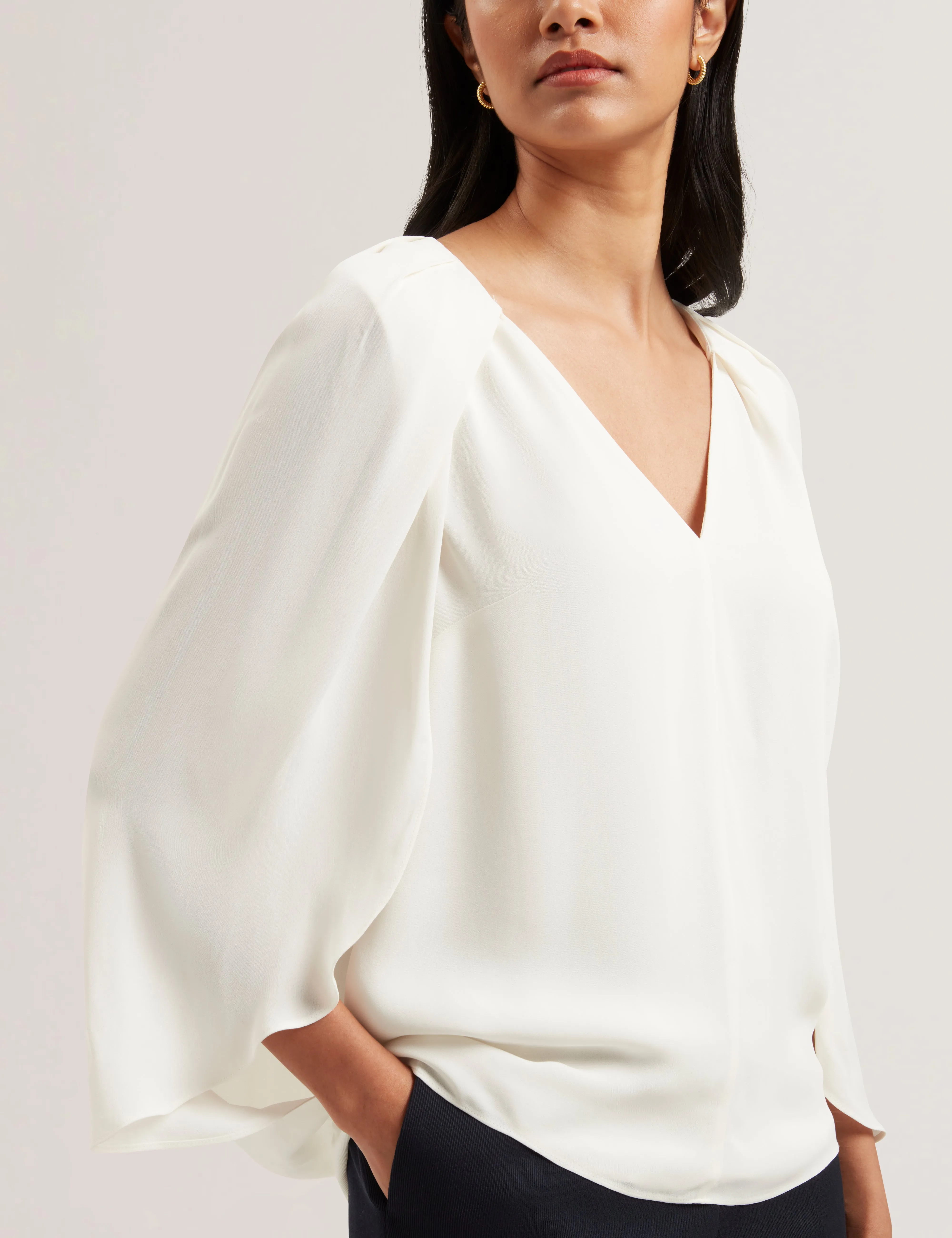 Evros Long Sleeve Blouse Ivory