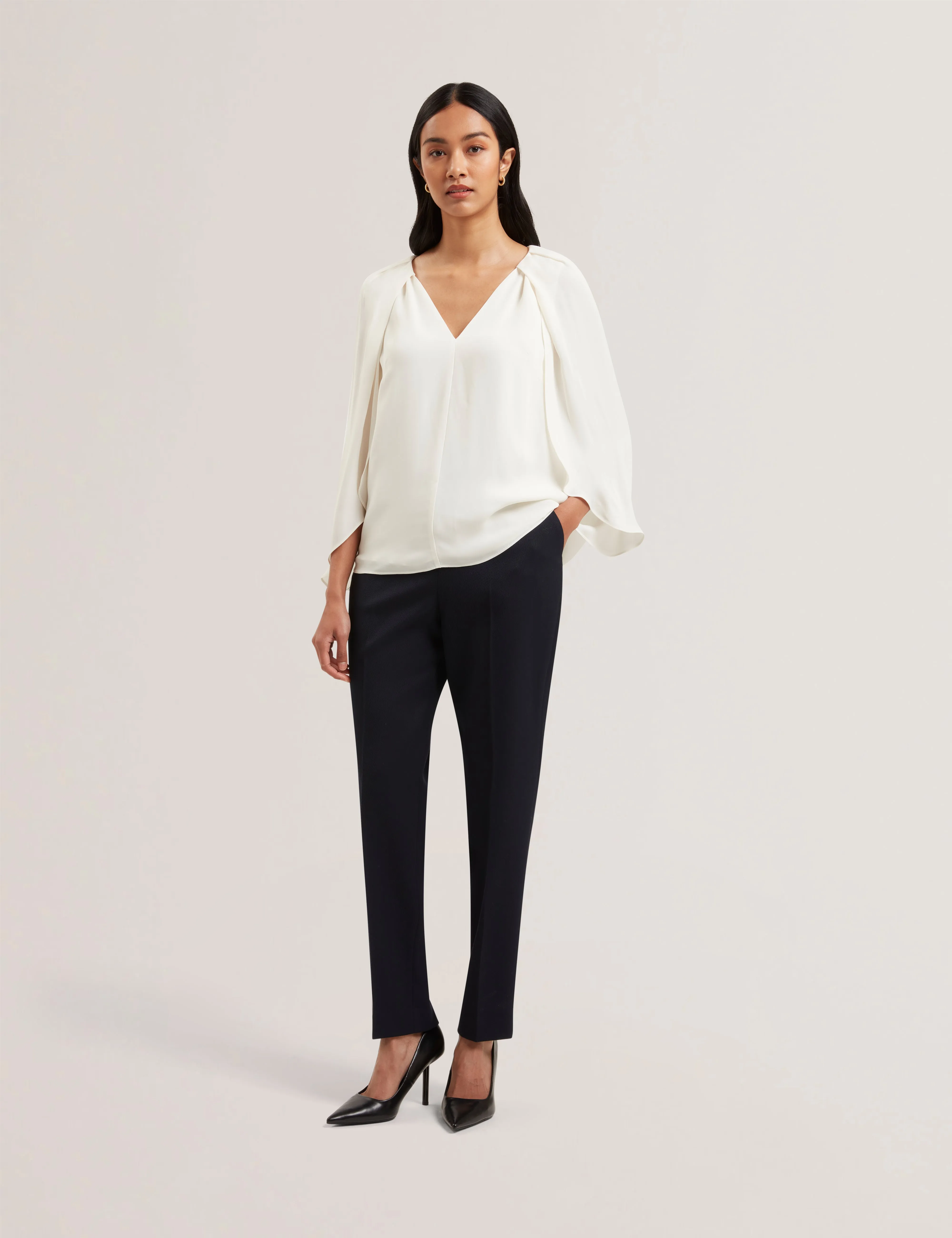 Evros Long Sleeve Blouse Ivory