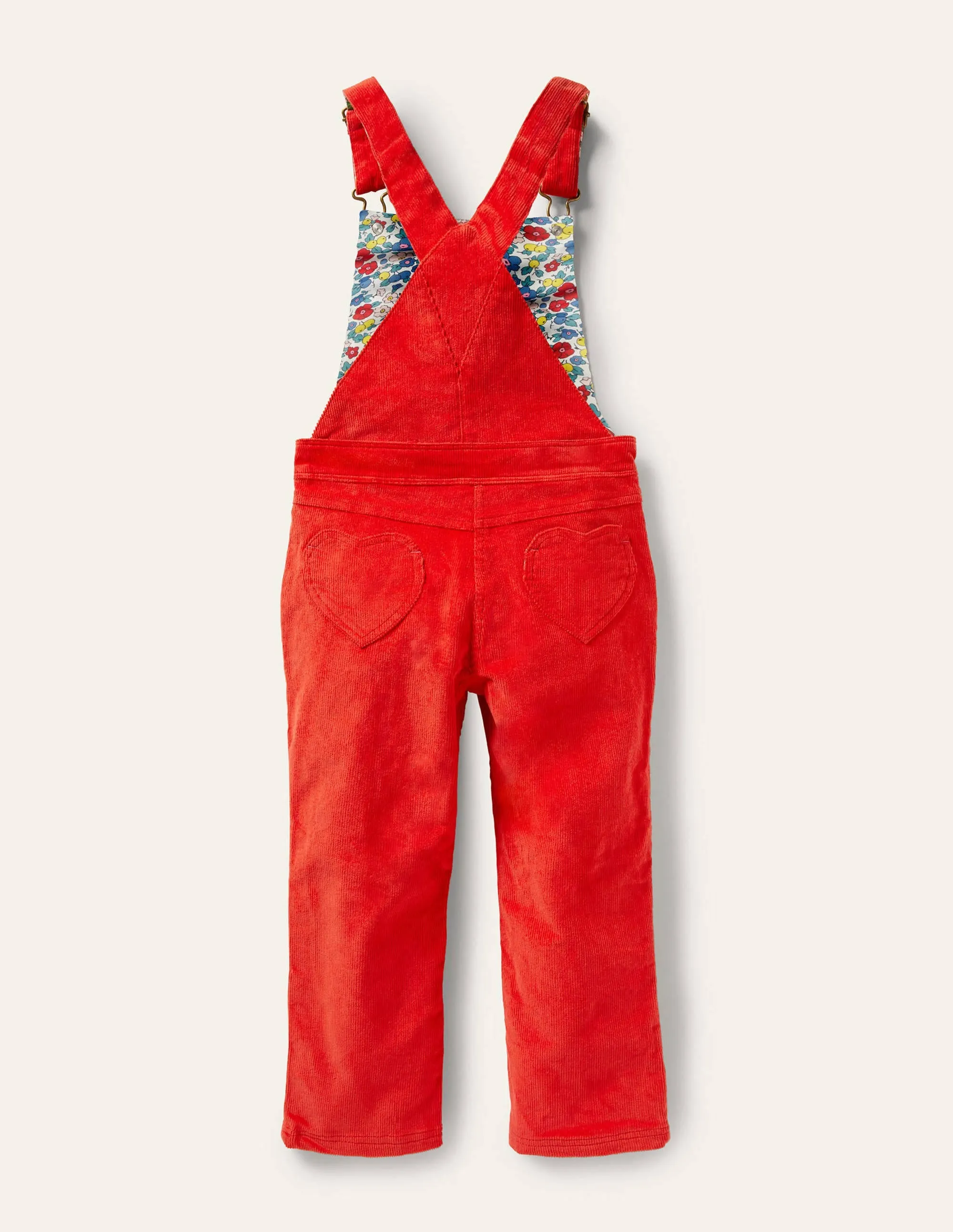 Heart Patch Dungaree-Rosehip Red Cord