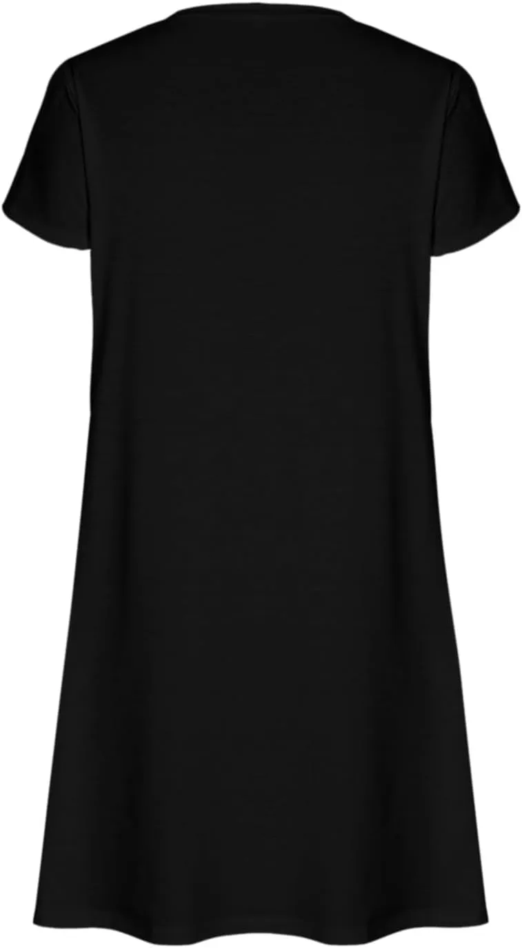 hlysgo Petite Dresses for Women 2025 Summer Petal Sleeve Crew Neck Beach Dress Casual A-Line Flowy Mini Dress with Pockets