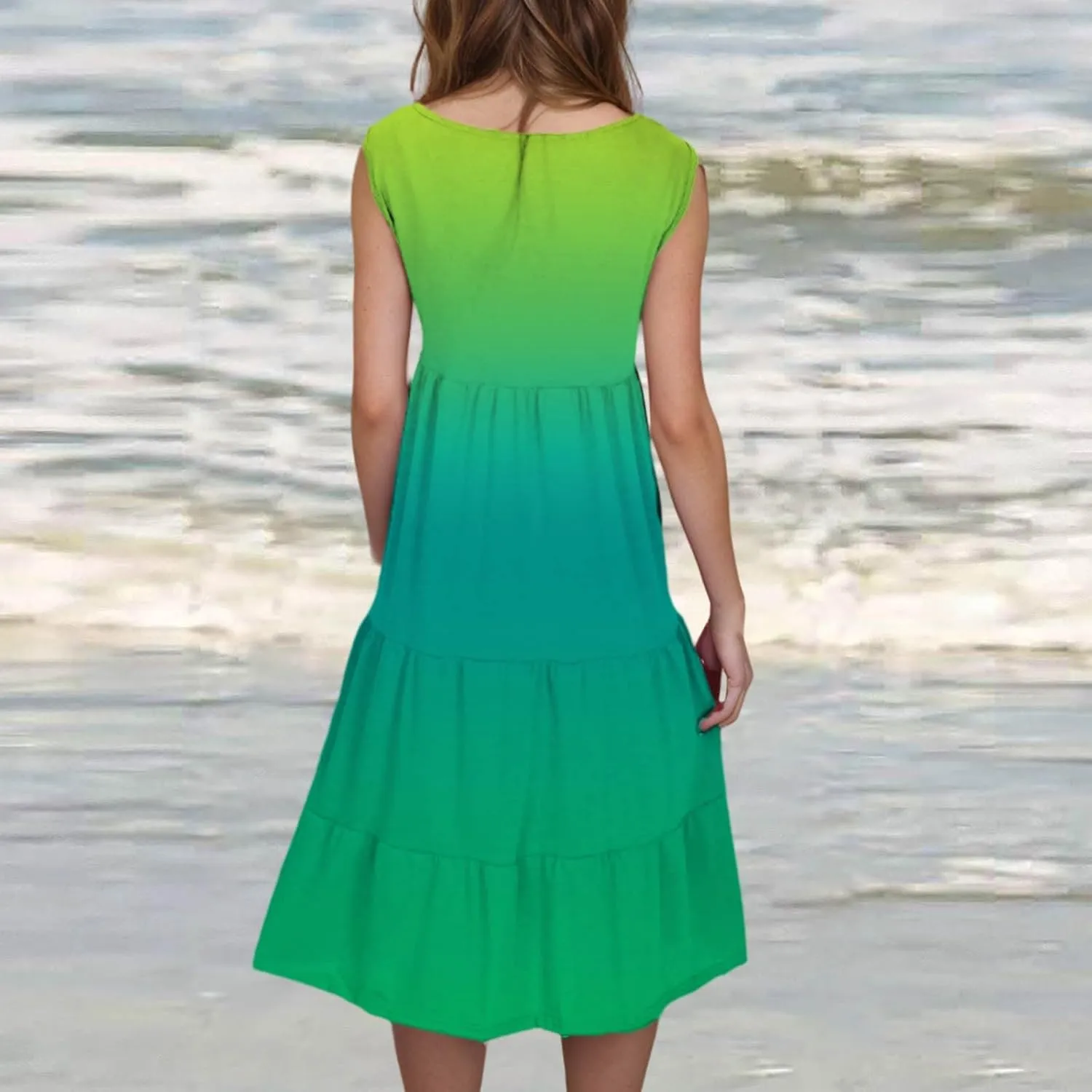 hlysgo Sundresses for Women 2025 Trendy Tie-Dye Print Beach Coverup Peplum Dress Summer Casual Sleeveless Boho Mini Dresses