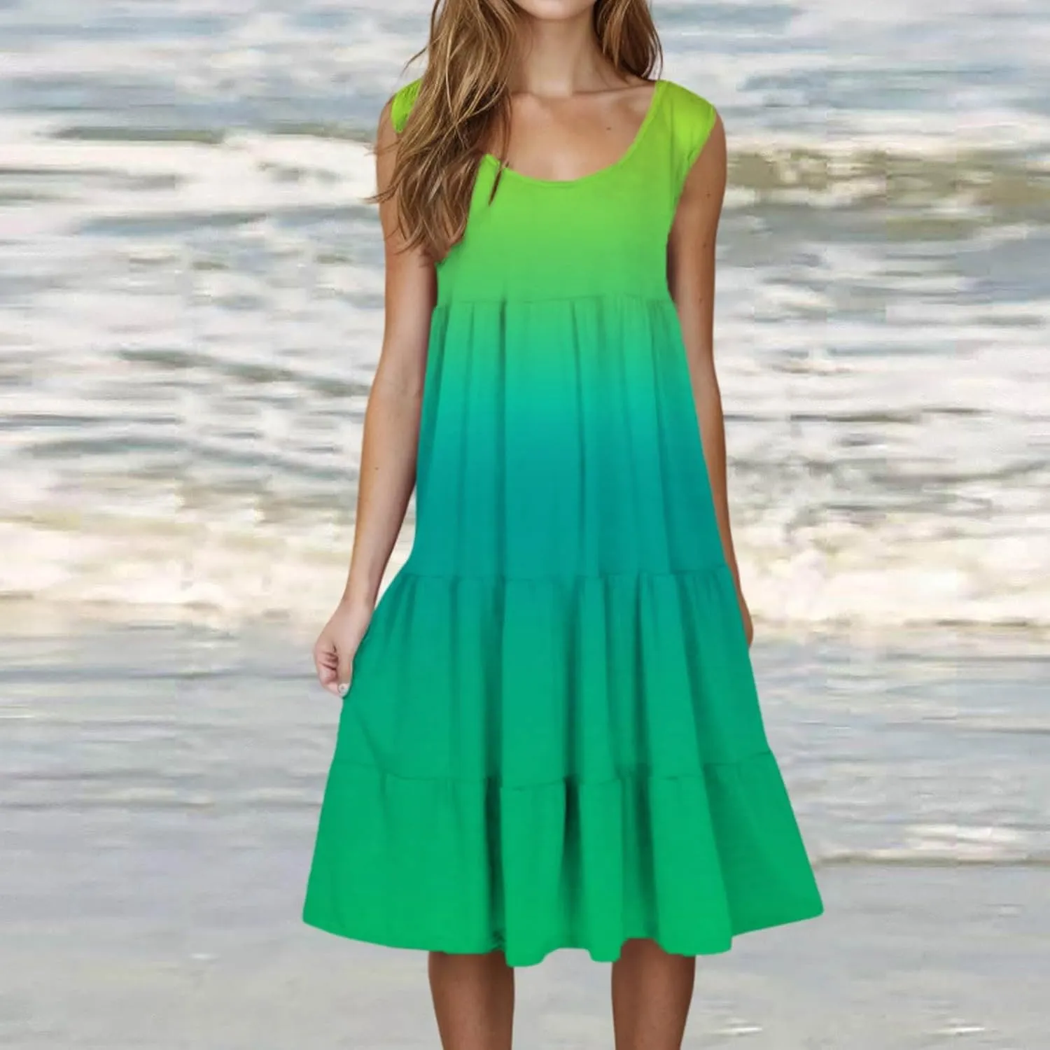 hlysgo Sundresses for Women 2025 Trendy Tie-Dye Print Beach Coverup Peplum Dress Summer Casual Sleeveless Boho Mini Dresses
