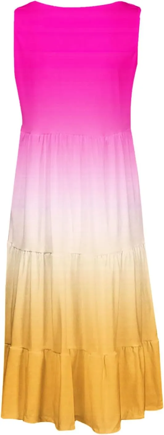 hlysgo Sundresses for Women 2025 Trendy Tie-Dye Print Beach Coverup Peplum Dress Summer Casual Sleeveless Boho Mini Dresses