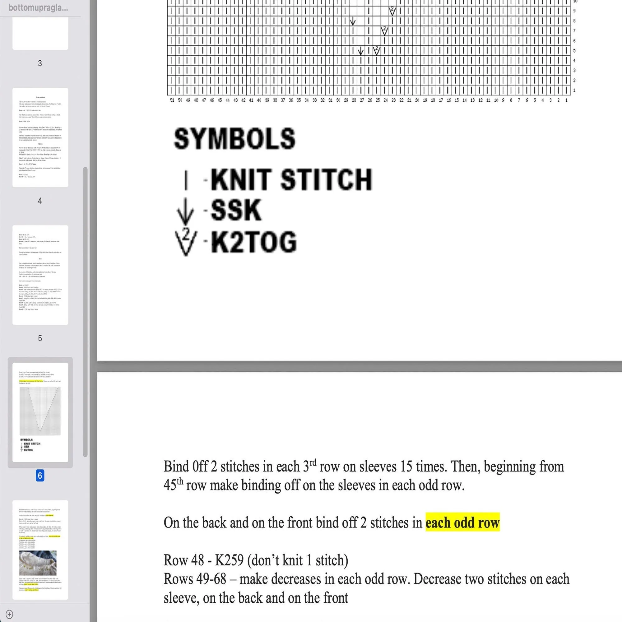 Knitting Top pattern, US standard terms, Skill level beginner