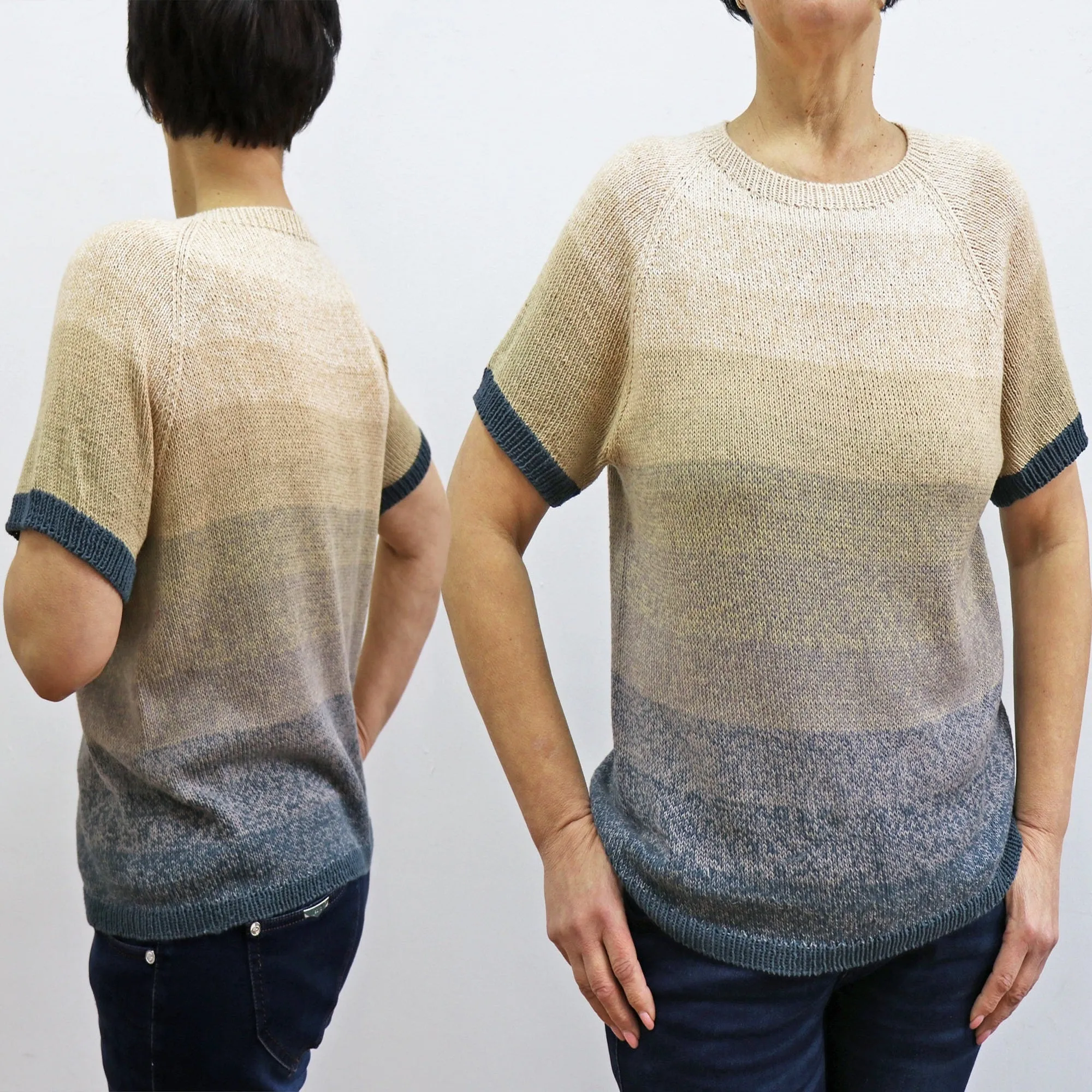 Knitting Top pattern, US standard terms, Skill level beginner