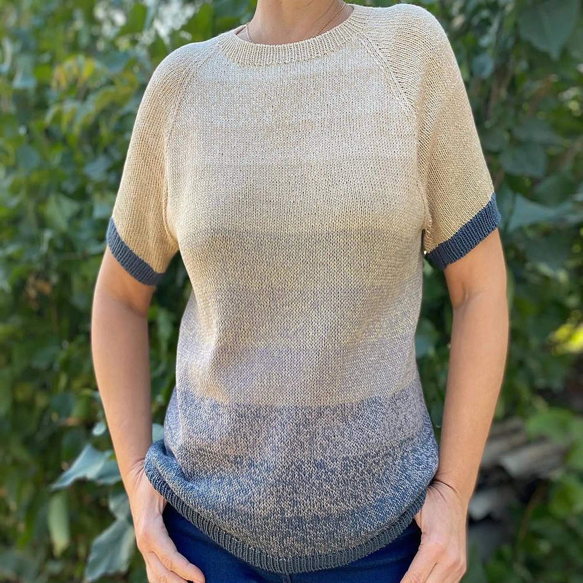 Knitting Top pattern, US standard terms, Skill level beginner