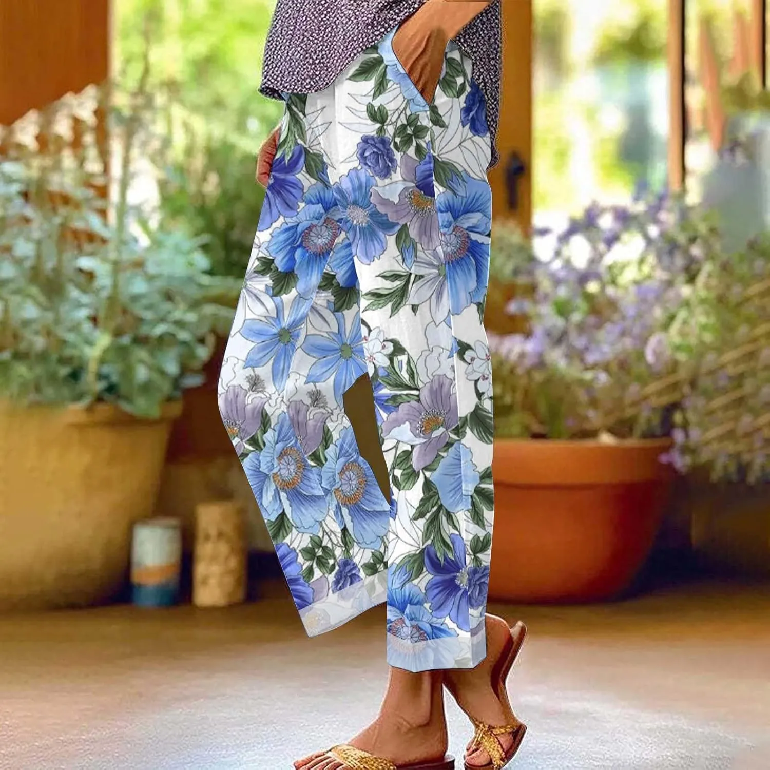 Ladies Wide Legged Linen Pants Spring Womens Linen Work Pants Womens Pants Summer Romper