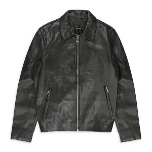 LEATHER ZIP FRONT JACKET BLACK LEATHER JACKETS