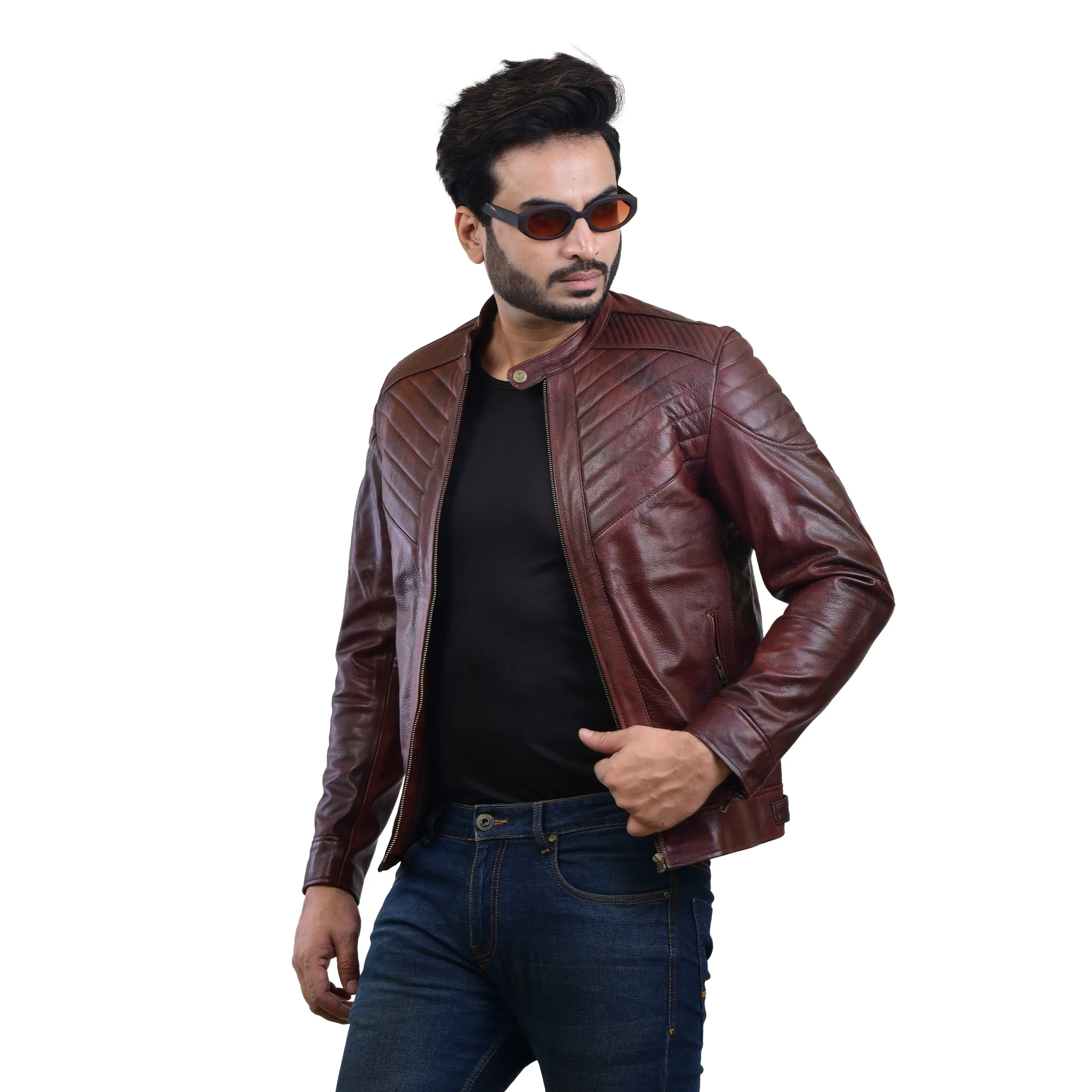 MENS LEATHER JACKET 410146(2 TONE)