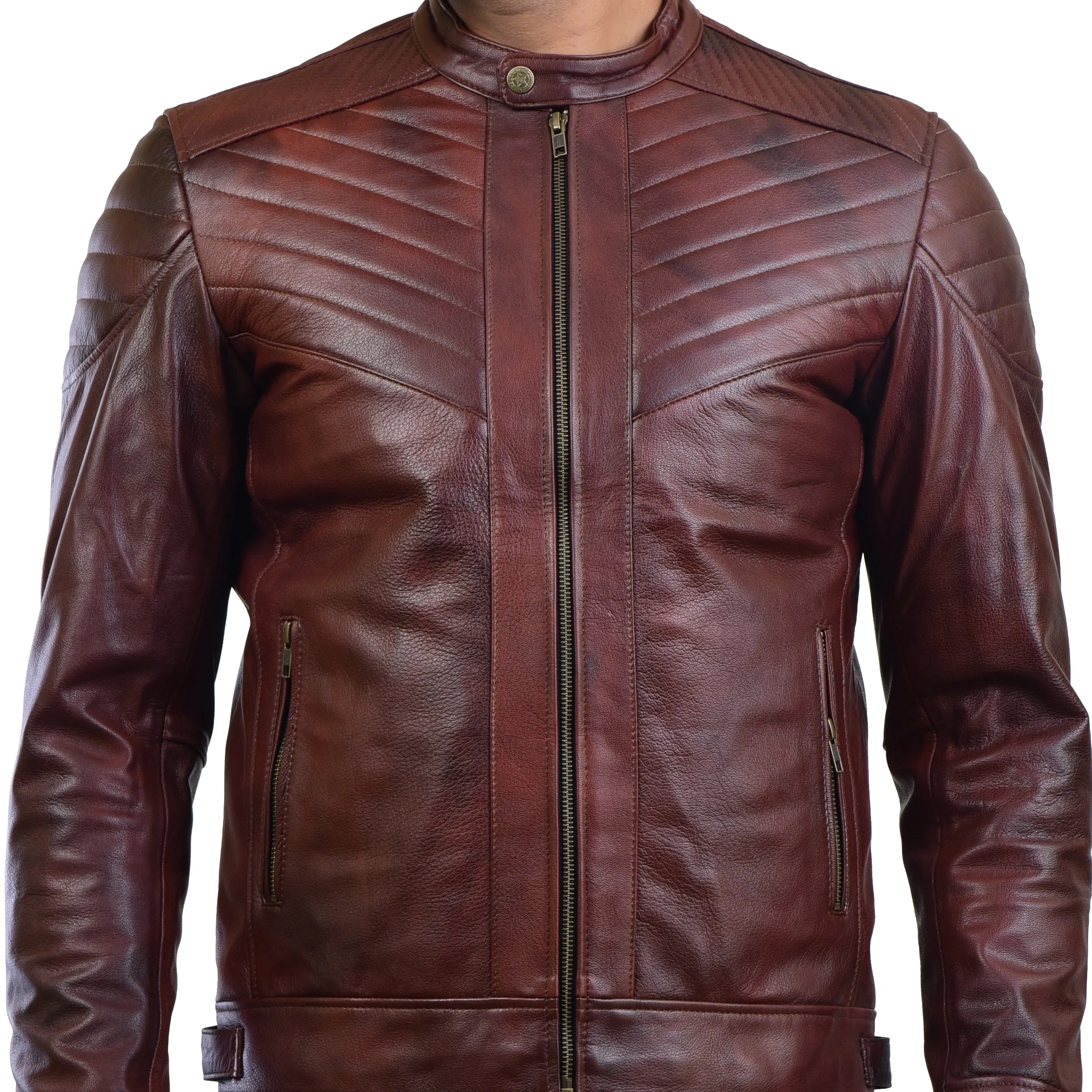 MENS LEATHER JACKET 410146(2 TONE)