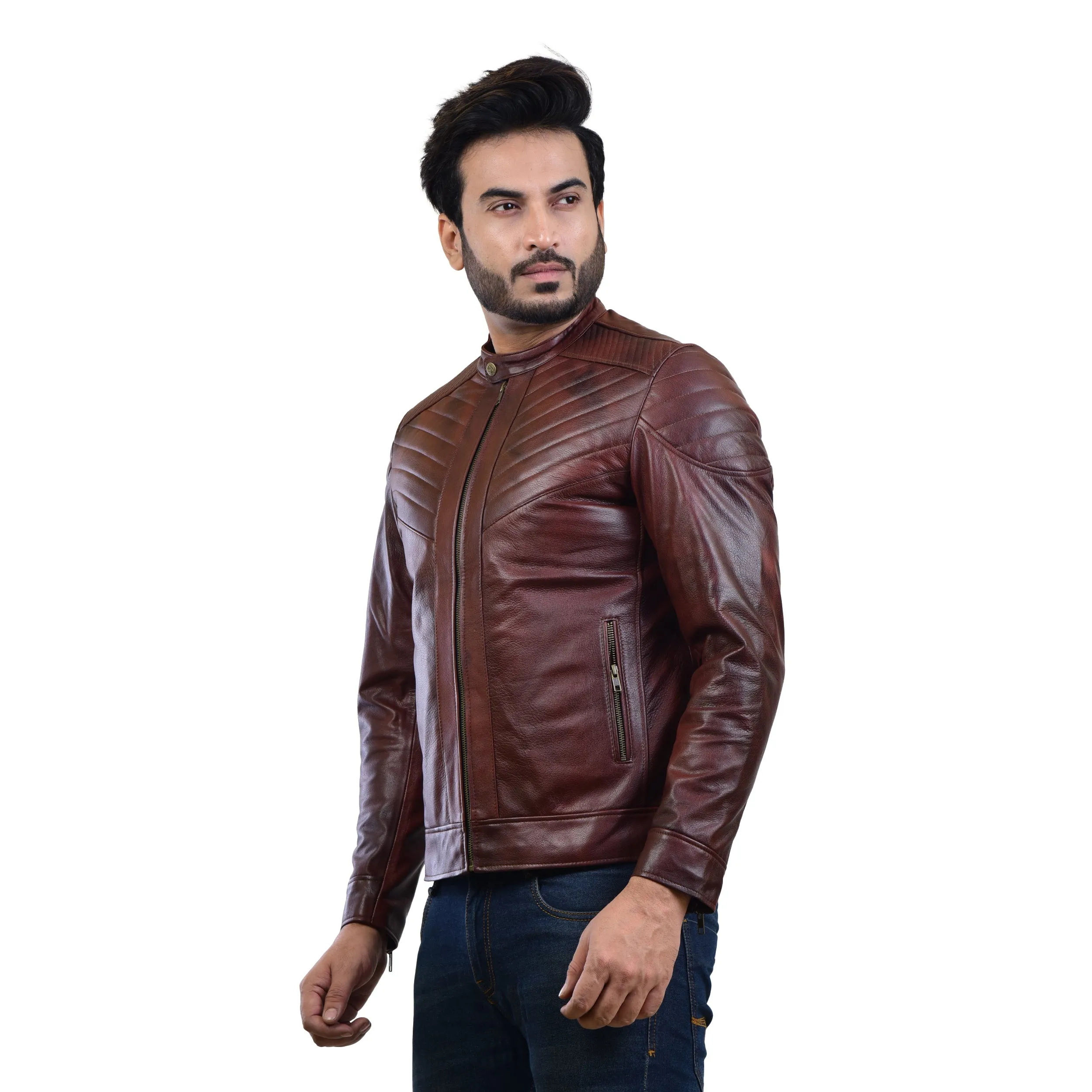 MENS LEATHER JACKET 410146(2 TONE)