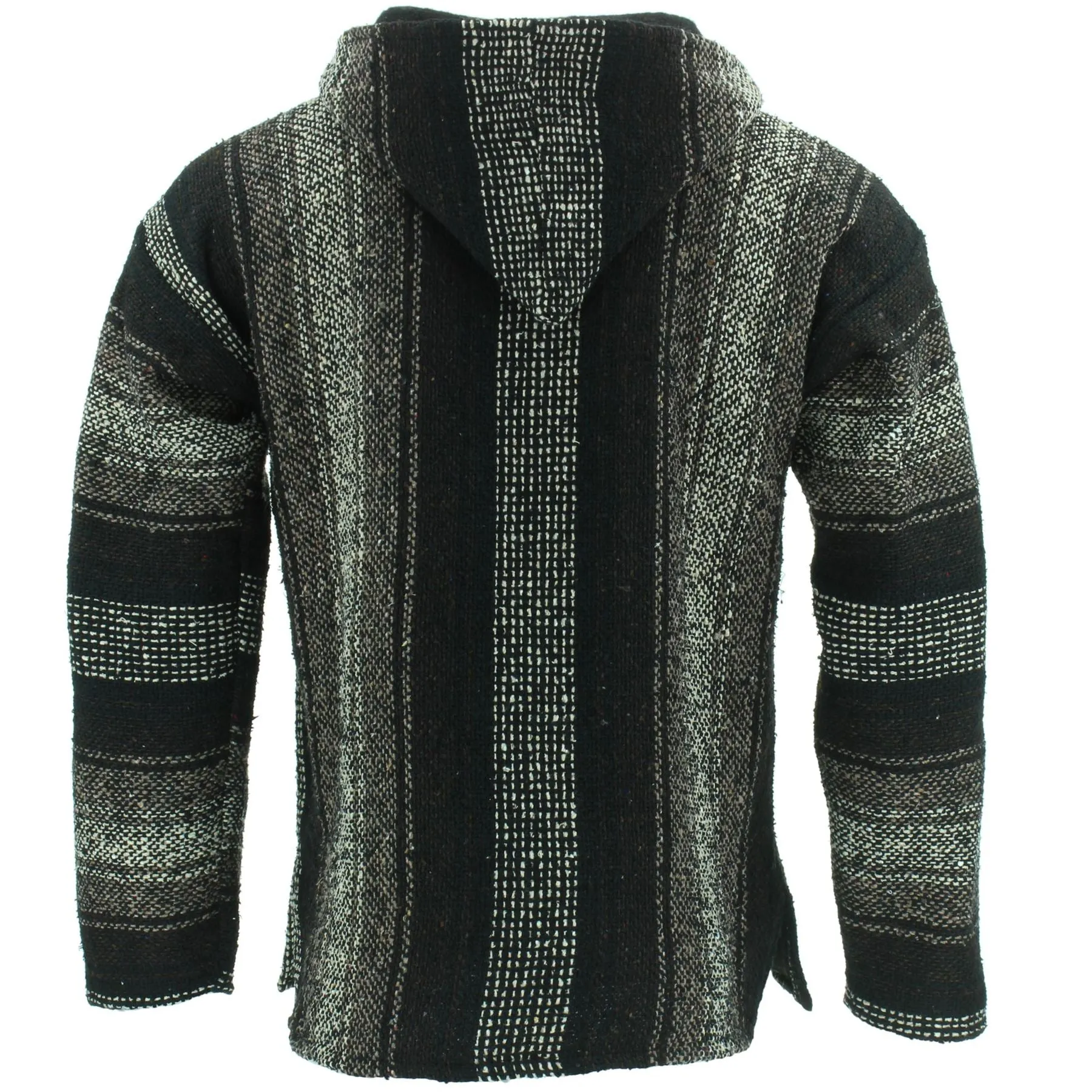 Mexican Baja Jerga Hoody - Oatmeal & Black