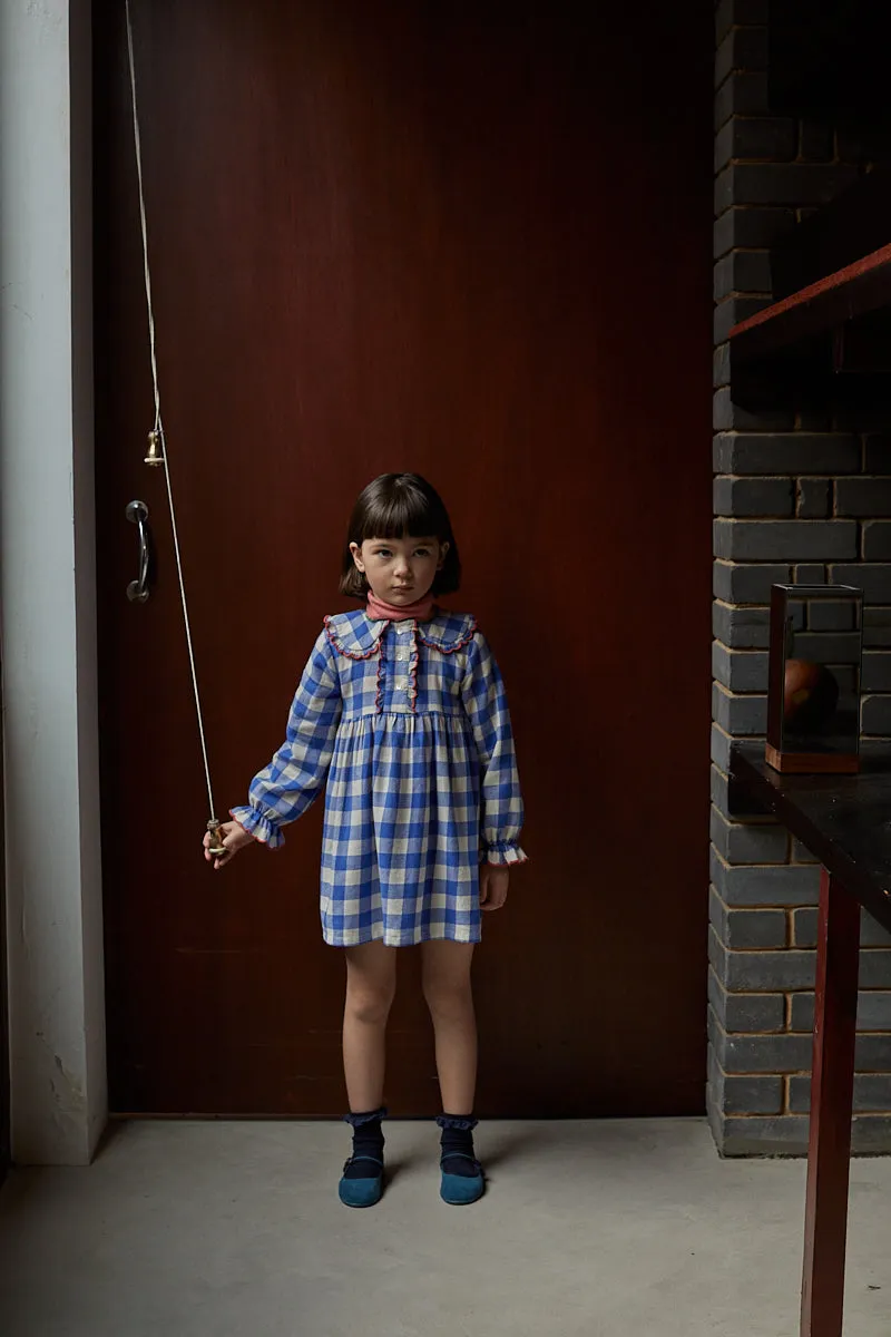 Mina Dress in Check Blue