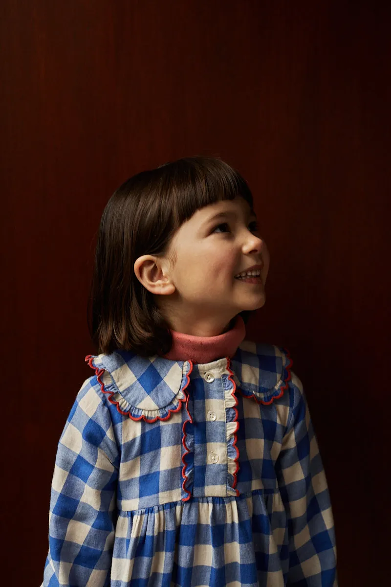 Mina Dress in Check Blue