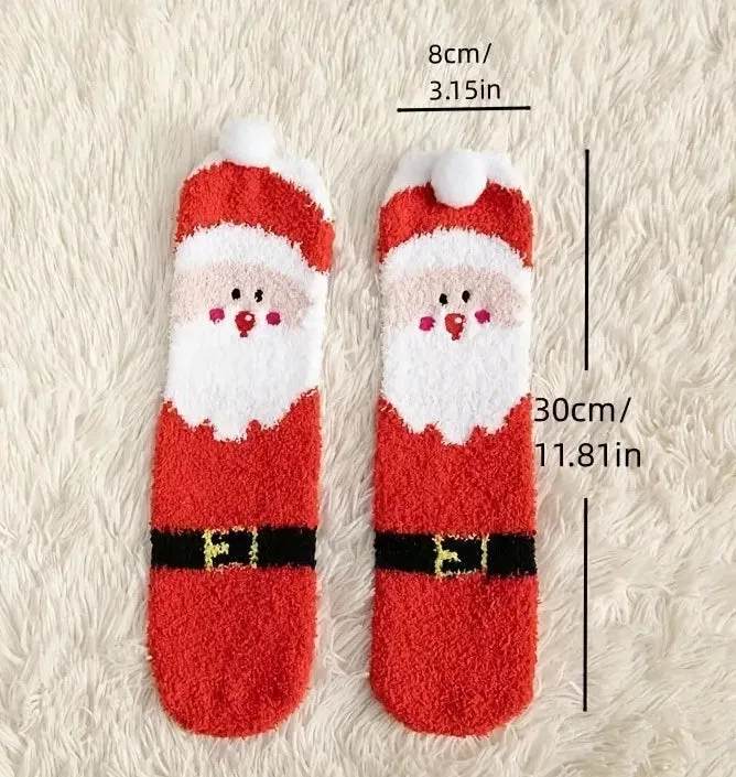 ROYALUCK 3 Pairs Christmas Socks Winter Warm Fuzzy Socks Slipper Socks