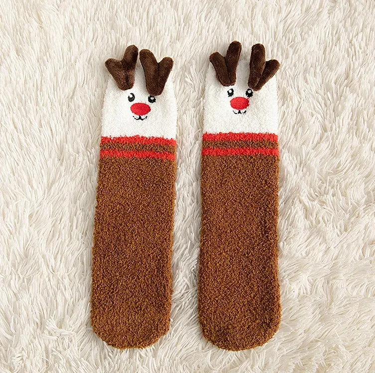 ROYALUCK 3 Pairs Christmas Socks Winter Warm Fuzzy Socks Slipper Socks