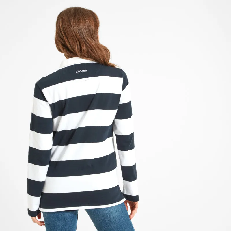 Schoffel St Mawgan Ladies Rugby Shirt  - Navy/White Stripe