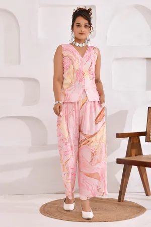 Vivid Vibes Pink Marble Print Co-Ord Set