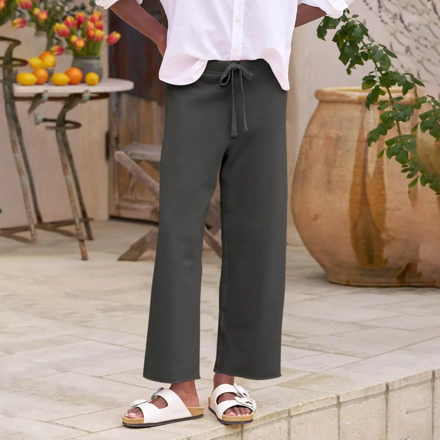 Wide Leg Sweatpants Women Baggy High Waist Drawstring Casual Trouser Style Lounge Pants Comfy Cotton Sweatpants