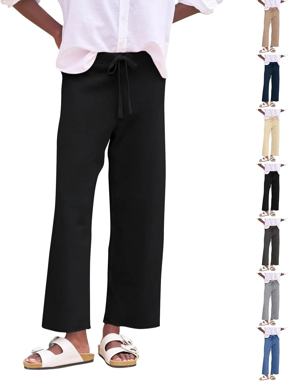 Wide Leg Sweatpants Women Baggy High Waist Drawstring Casual Trouser Style Lounge Pants Comfy Cotton Sweatpants