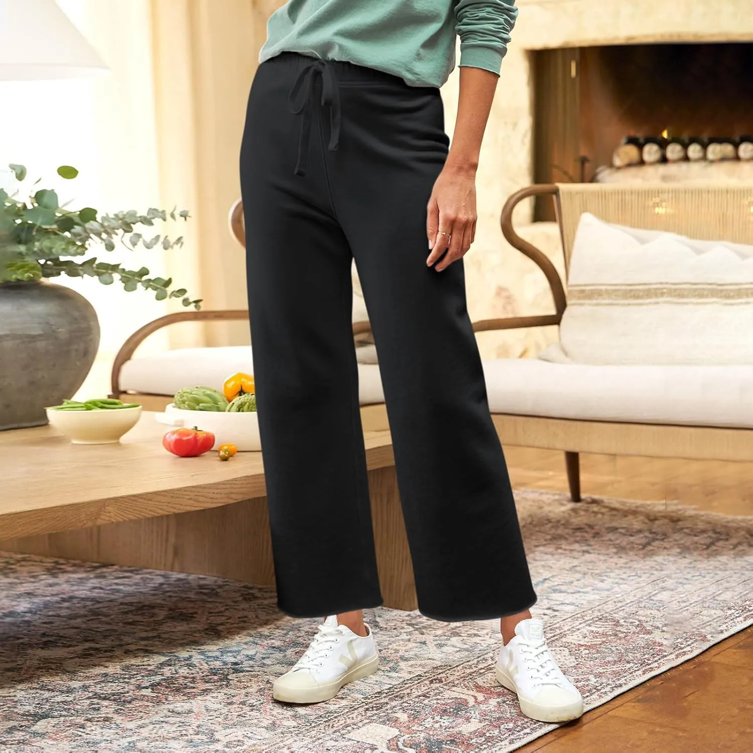 Wide Leg Sweatpants Women Baggy High Waist Drawstring Casual Trouser Style Lounge Pants Comfy Cotton Sweatpants