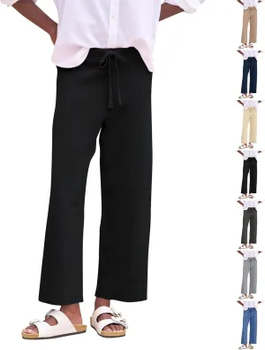 Wide Leg Sweatpants Women Baggy High Waist Drawstring Casual Trouser Style Lounge Pants Comfy Cotton Sweatpants